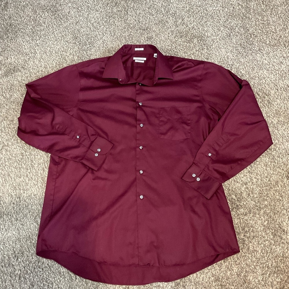 Van Heusen Lux Sateen Burgundy Dress Shirt